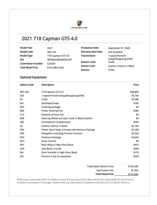 2021 Porsche 718 Cayman GTS 4.0 - Image 14 of 14