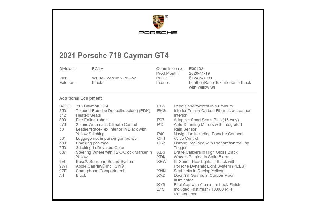 2021 Porsche 718 Cayman GT4 - Image 9 of 9