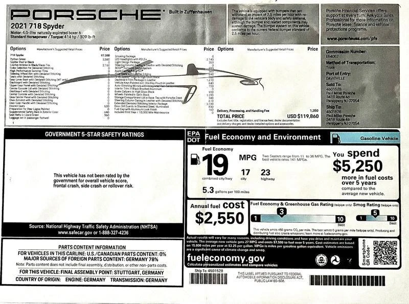 2021 Porsche 718 Boxster Spyder - Image 19 of 19