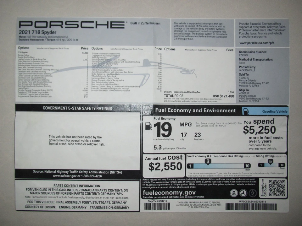 2021 Porsche 718 Boxster Spyder - Image 12 of 12