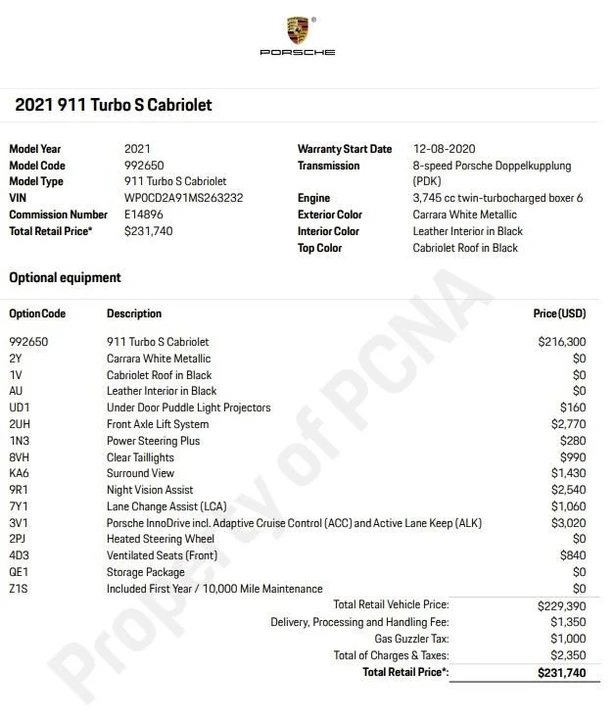 2021 Porsche 992 Turbo S - Image 2 of 7
