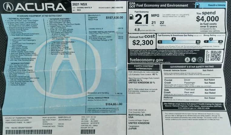 2021 Acura NC1 NSX - Image 10 of 11