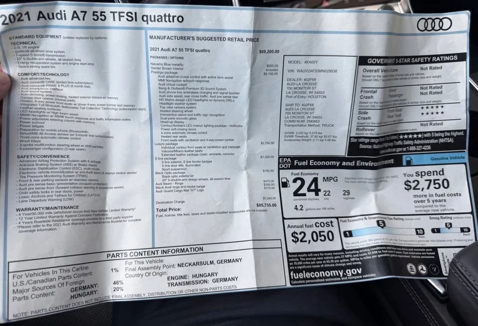 2021 Audi C8 A7 - Image 14 of 15
