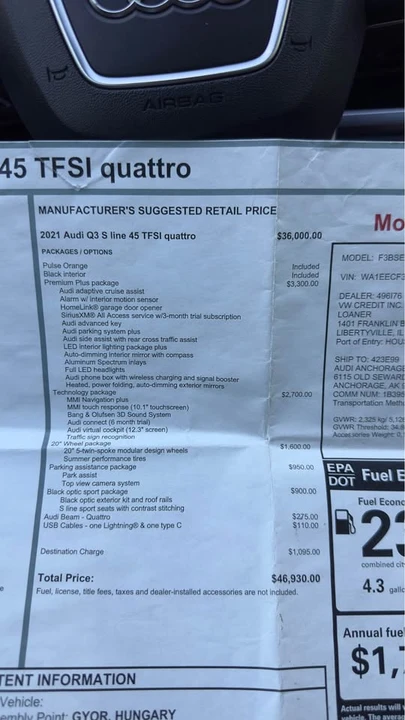 2021 Audi F3 Q3 - Image 14 of 15