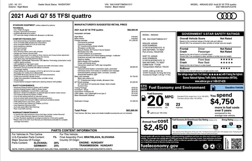 2021 Audi 4M Q7 - Image 16 of 16