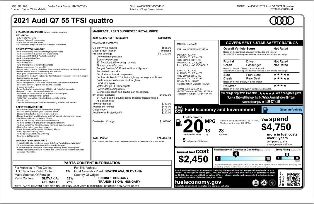 2021 Audi 4M Q7 - Image 2 of 24
