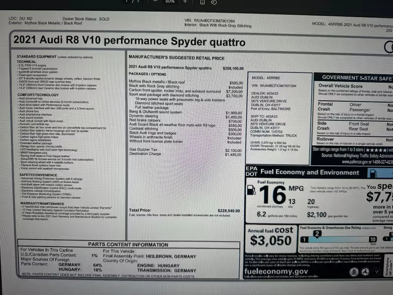 2021 Audi 4S R8 - Image 11 of 11