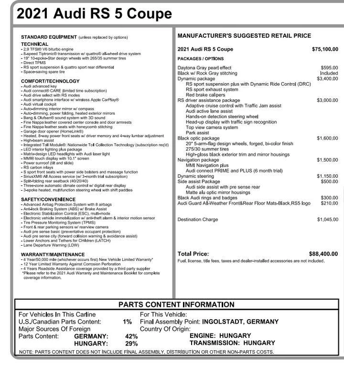2021 Audi B9 RS5 - Image 11 of 13