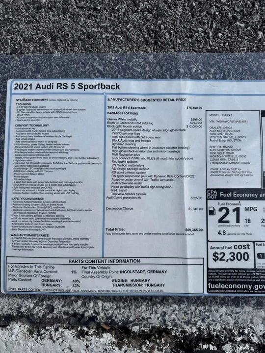 2021 Audi B9 RS5 - Image 19 of 19