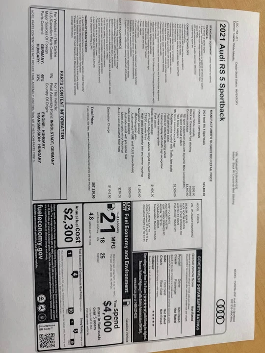 2021 Audi B9 RS5 - Image 9 of 9
