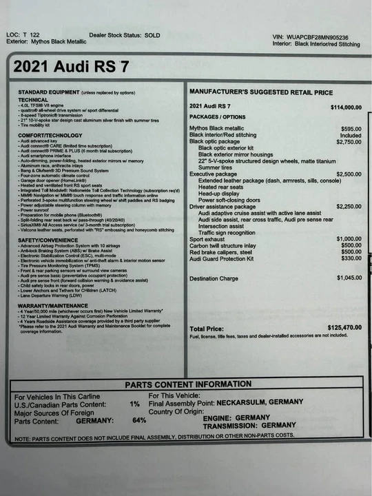 2021 Audi C8 RS7 - Image 9 of 9