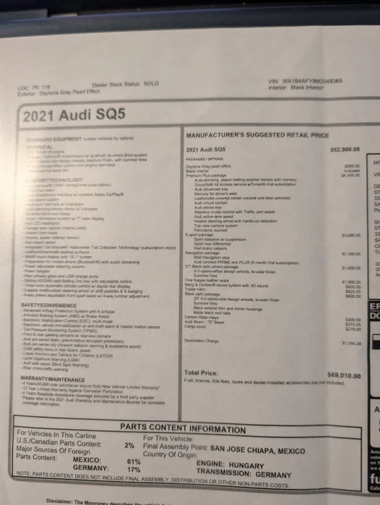 2021 Audi FY SQ5 - Image 9 of 9