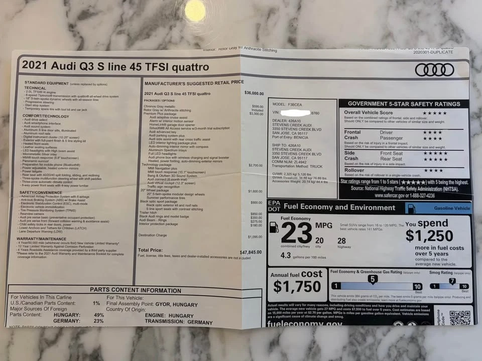 2021 Audi F3 Q3 - Image 18 of 19