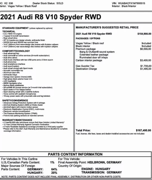 2021 Audi 4S R8 - Image 17 of 18