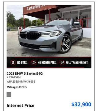 2021 BMW 5 Series 540i Sedan 4D