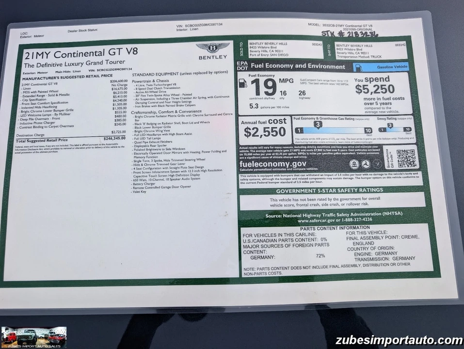 2021 Bentley Continental GT 3rd Gen - Image 3 of 21