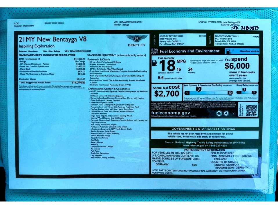 2021 Bentley Bentayga - Image 3 of 20