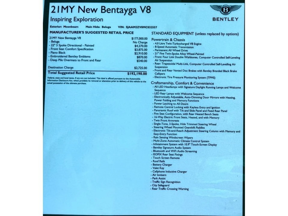 2021 Bentley Bentayga - Image 4 of 20