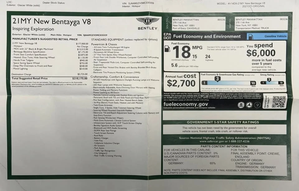 2021 Bentley Bentayga - Image 20 of 20