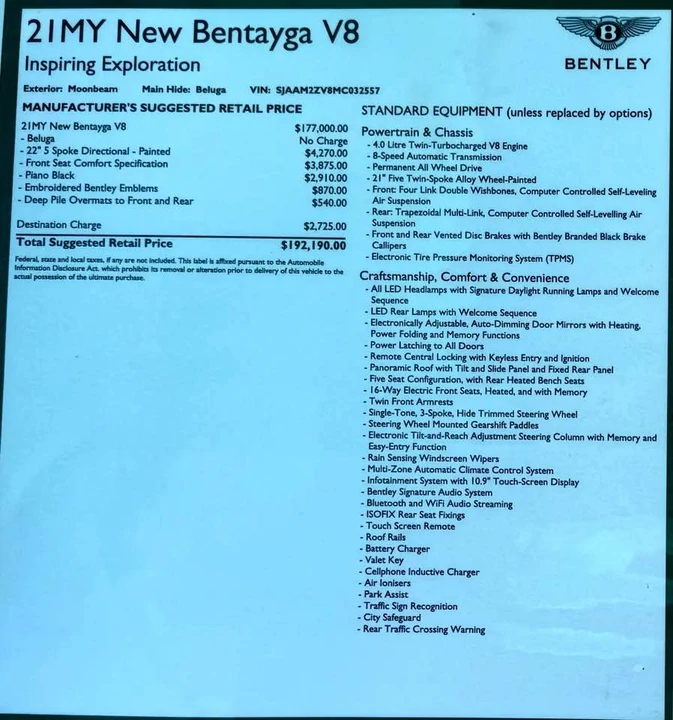 2021 Bentley Bentayga - Image 9 of 13