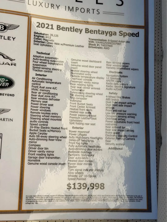 2021 Bentley Bentayga - Image 20 of 20