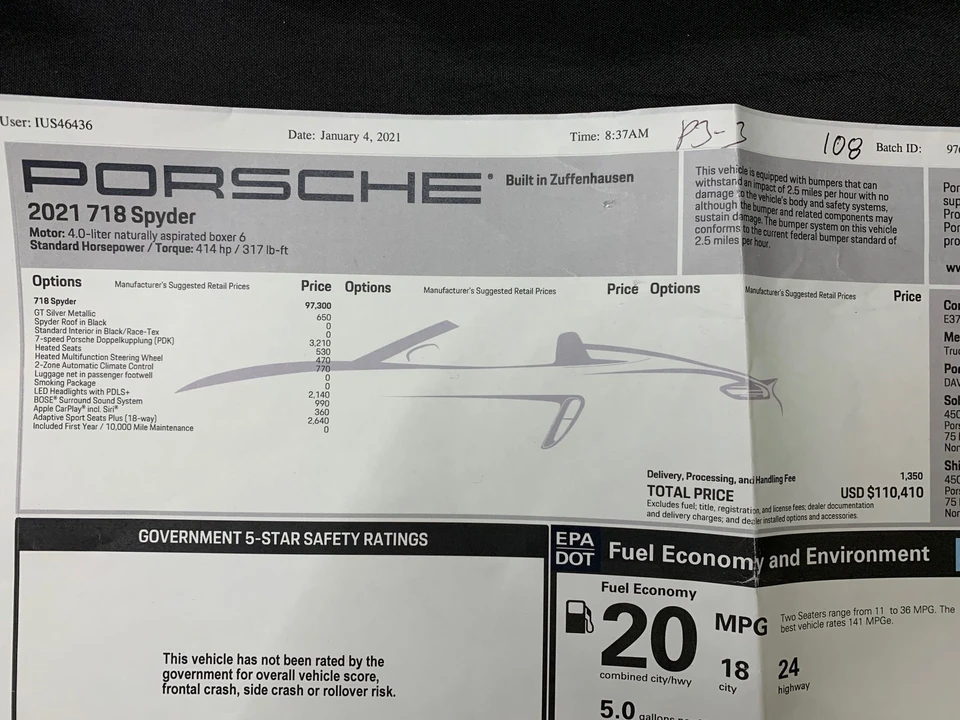 2021 Porsche 718 Boxster Spyder - Image 9 of 10
