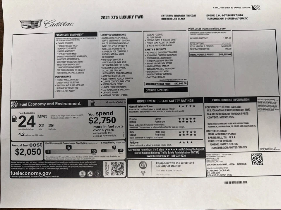 2021 Cadillac XT5 - Image 21 of 21