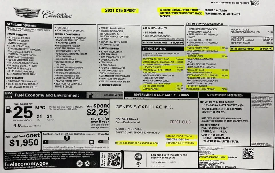 2021 Cadillac CT5 - Image 19 of 20