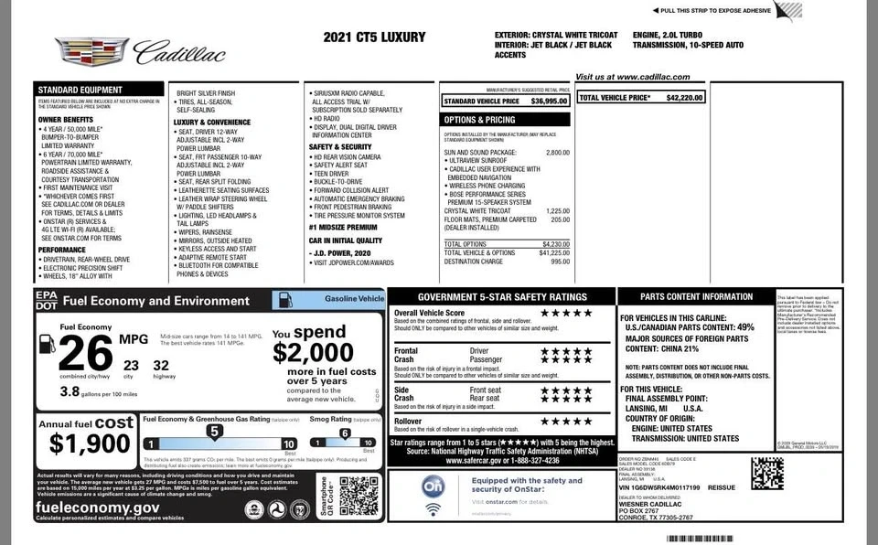 2021 Cadillac CT5 - Image 12 of 12