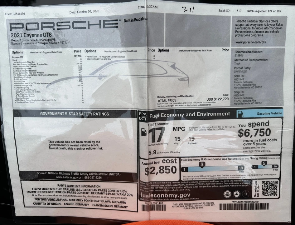 2021 Porsche 9Y0/9Y3 Cayenne GTS - Image 8 of 10