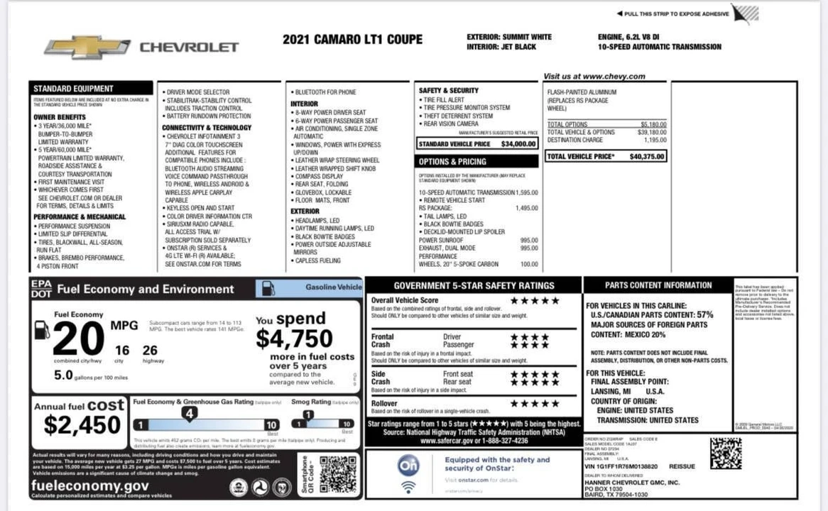 2021 Chevrolet Camaro 6th Gen - Image 14 of 21