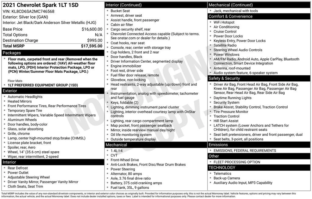2021 Chevrolet Spark - Image 6 of 12