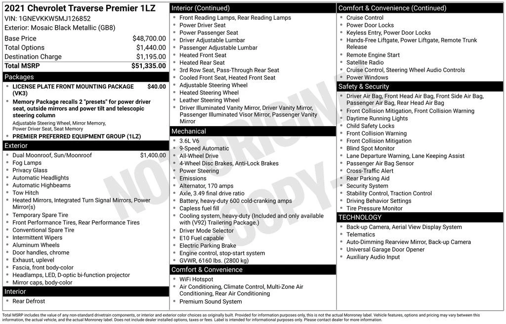 2021 Chevrolet Traverse - Image 4 of 21
