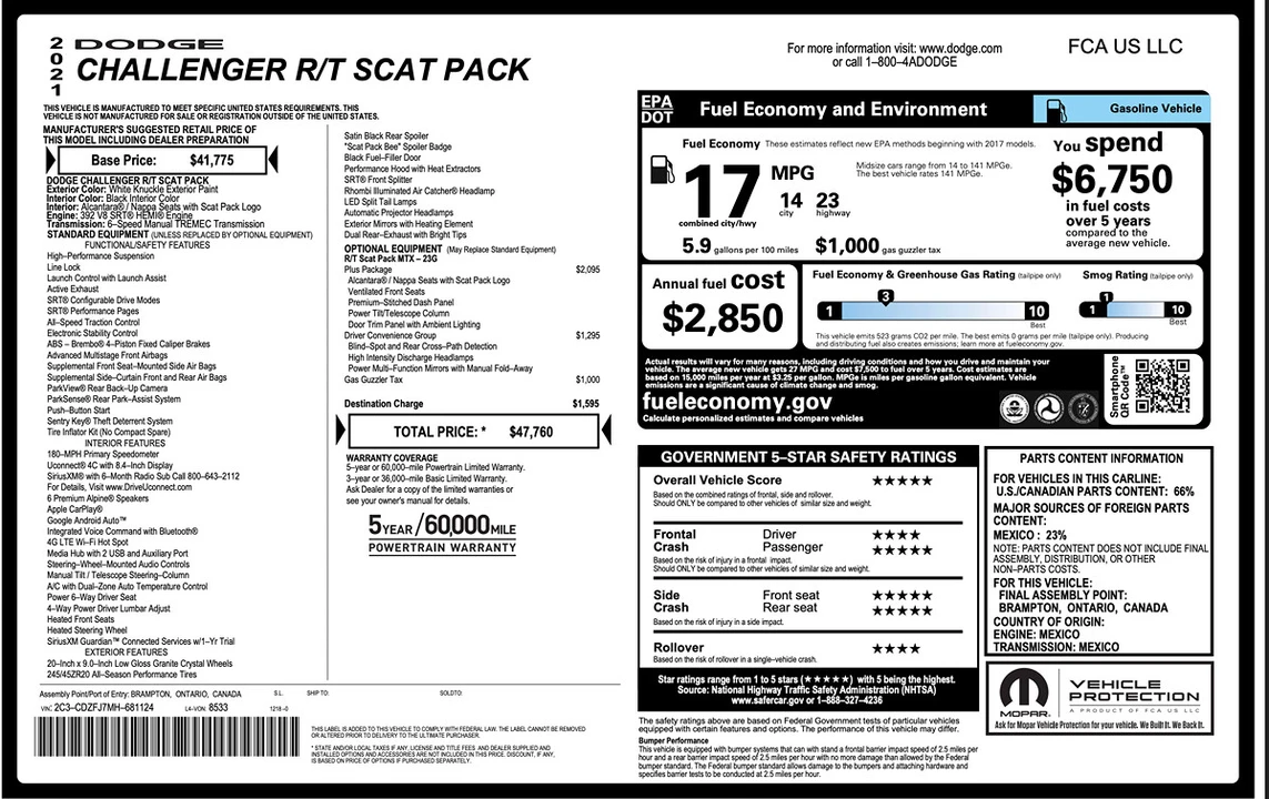 2021 Dodge Challenger SRT8 & 392 3rd Gen - Image 7 of 21
