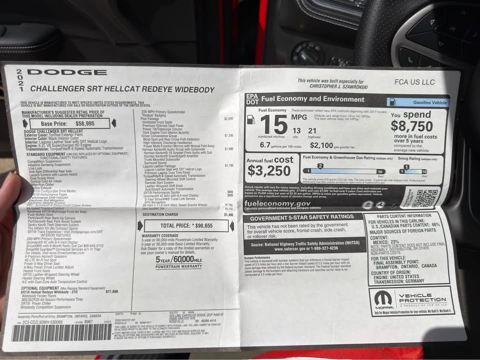 2021 Dodge Challenger SRT Hellcat 3rd Gen - Image 20 of 20