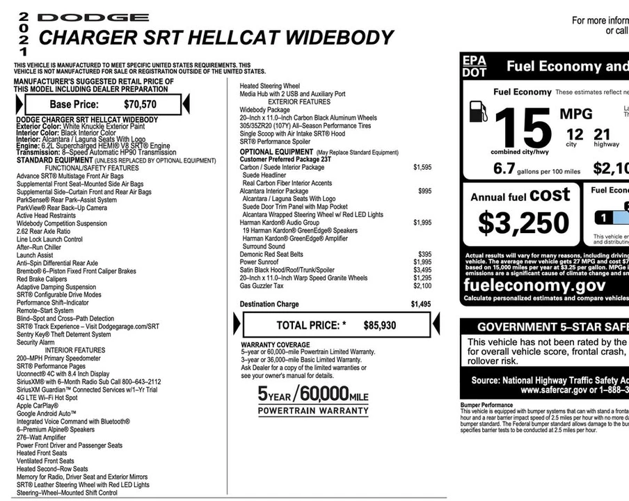 2021 Dodge Charger SRT Hellcat 7th Gen - Image 20 of 20