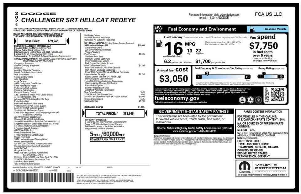 2021 Dodge Challenger SRT Hellcat 3rd Gen - Image 12 of 12