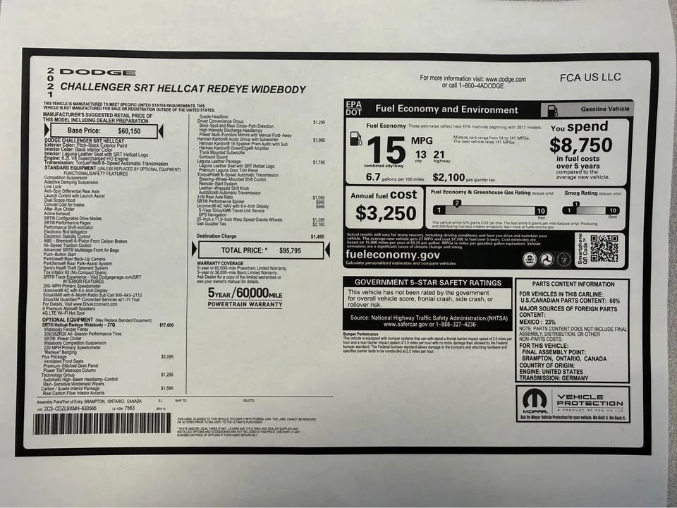 2021 Dodge Challenger SRT Hellcat 3rd Gen - Image 17 of 17