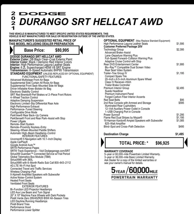 2021 Dodge Durango SRT Hellcat 3rd Gen - Image 16 of 16
