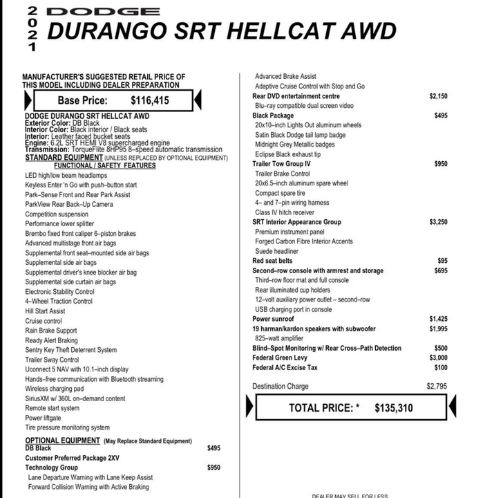 2021 Dodge Durango SRT Hellcat 3rd Gen - Image 14 of 14