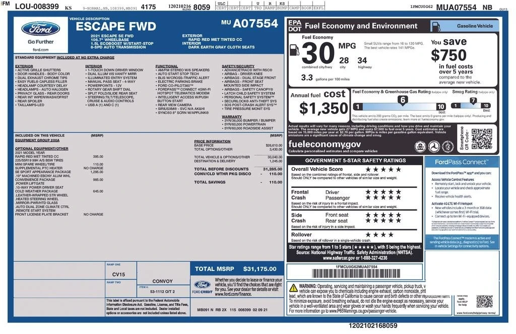 2021 Ford Escape - Image 2 of 2