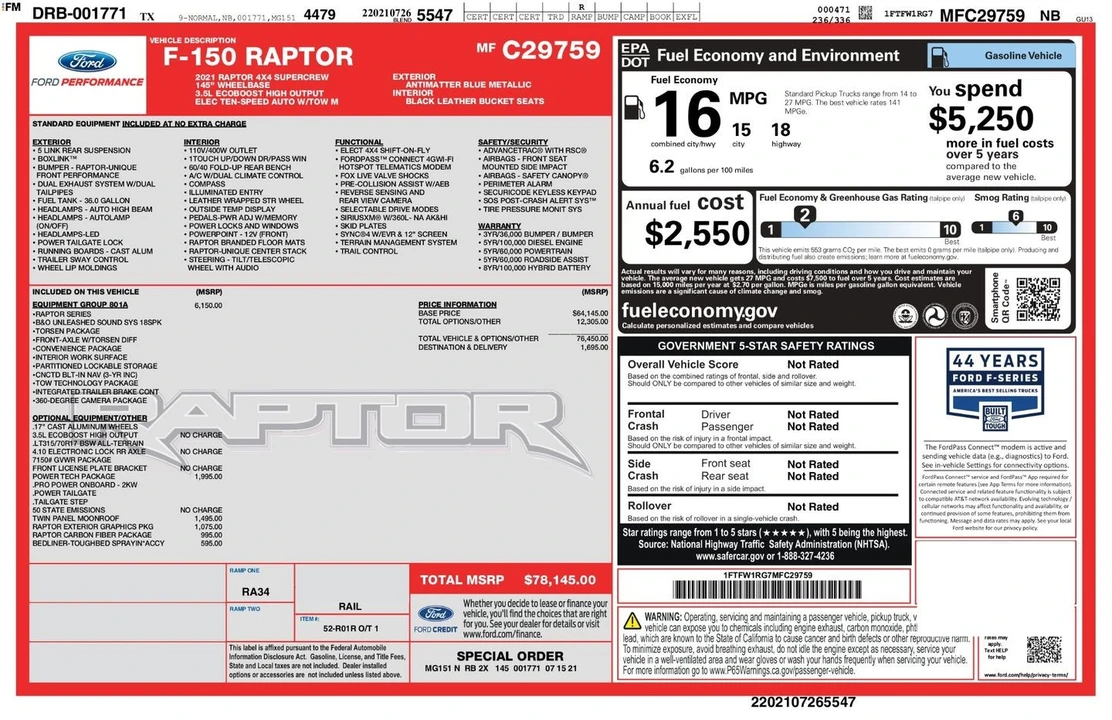 2021 Ford F-150 Raptor 14th Gen - Image 6 of 31