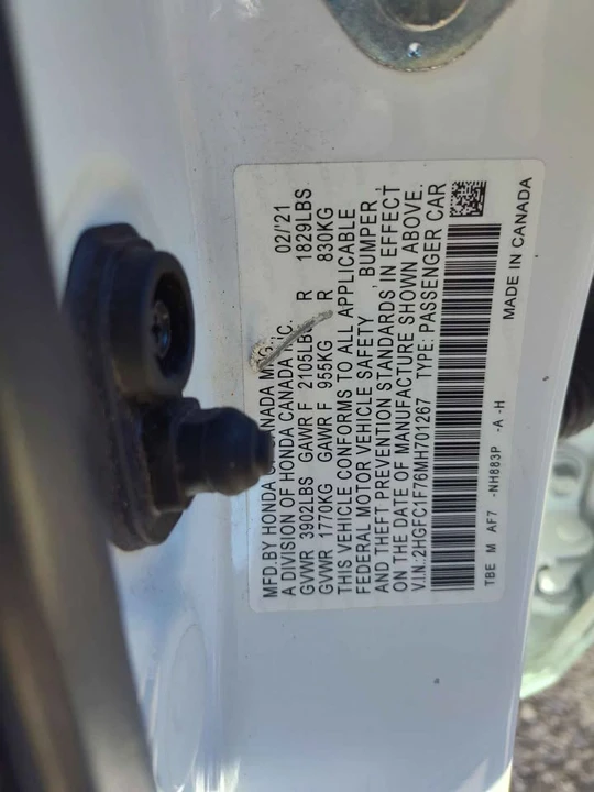 2021 Honda Civic 10th Gen - Image 11 of 11