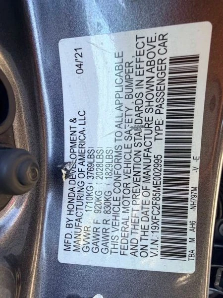 2021 Honda Civic 10th Gen - Image 6 of 12