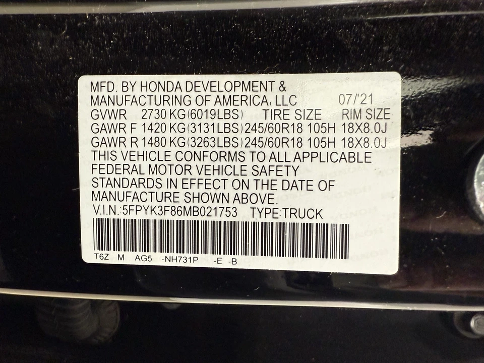 2021 Honda Ridgeline 2nd Gen - Image 18 of 21