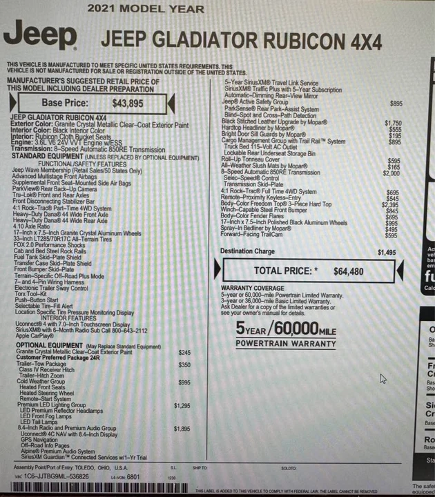 2021 Jeep JT Gladiator - Image 11 of 11
