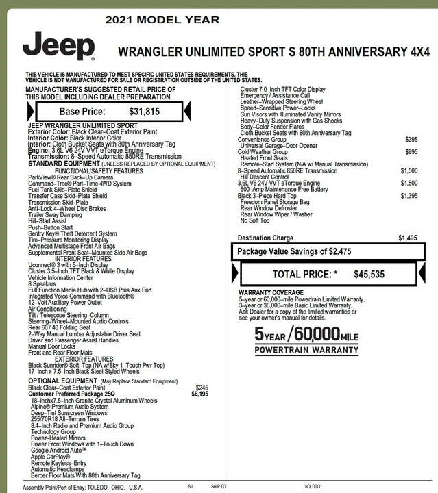2021 Jeep JL Wrangler - Image 21 of 21