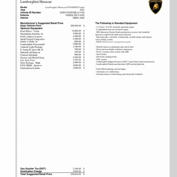 2021 Lamborghini Huracan - Image 10 of 10
