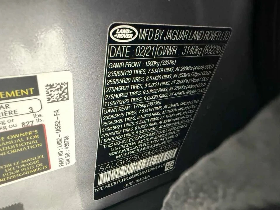 2021 Land Rover Range Rover L405 - Image 11 of 19