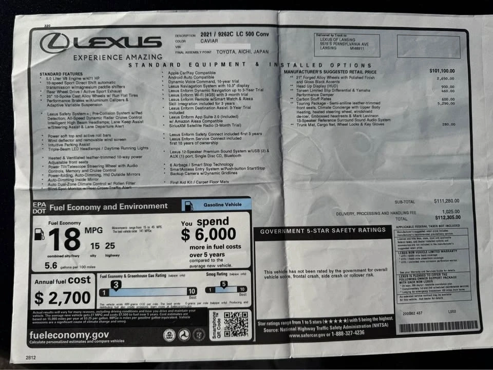 2021 Lexus LC - Image 19 of 19